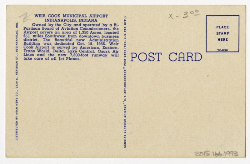 Image: postcard: Indianapolis Weir Cook Municipal Airport, Convair 240, Eastern Air Lines