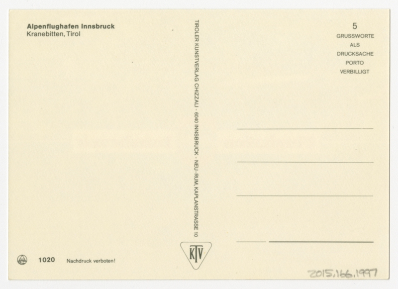 Image: postcard: Sobel, Boeing 737-200, de Havilland DHC-7, Innsbruck Airport