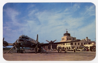Image: postcard: Jacksonville Municipal Airport, Douglas DC-6, Delta Air Lines