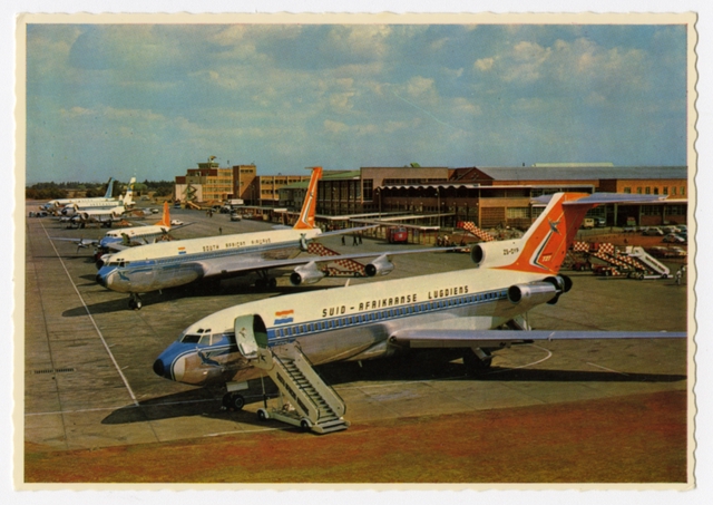 Postcard: South African Airways (SAA), Boeing 727, Johannesburg Airport