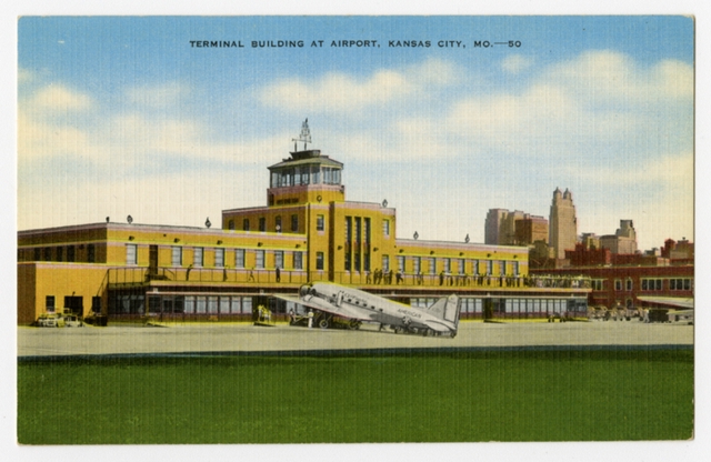 Postcard: American Air Lines, Douglas DC-3,Kansas City Municipal Airport