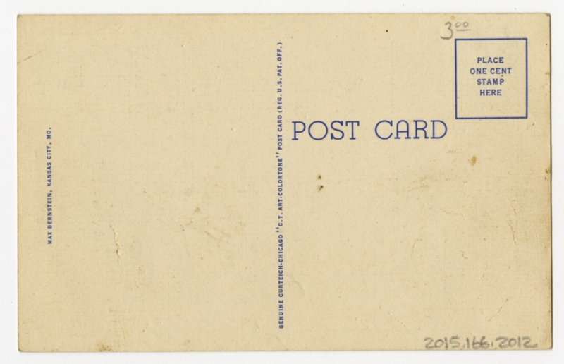 Image: postcard: TWA, Douglas DC-3, Kansas City Municipal Airport