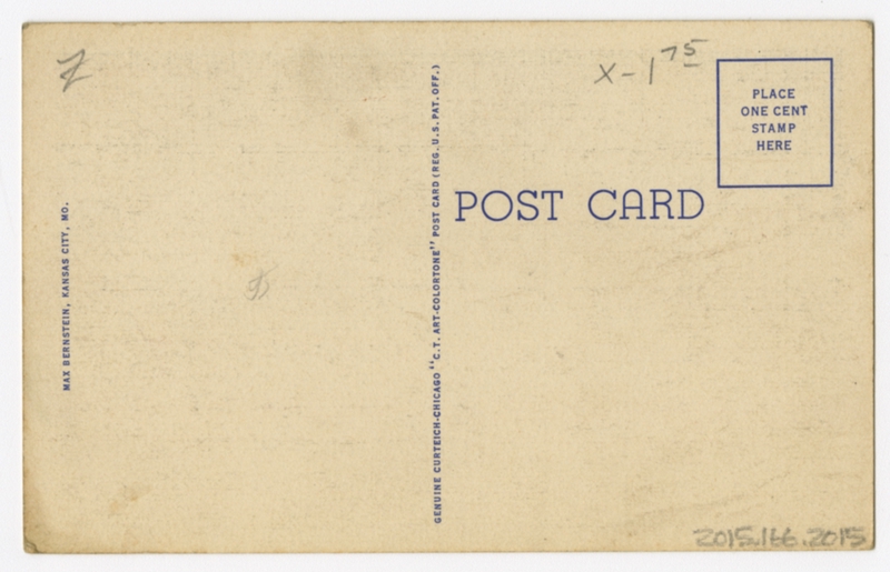 Image: postcard: TWA, Douglas DC-3, Kansas City Municipal Airport