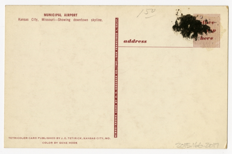 Image: postcard: TWA, Lockheed Constellation, Kansas City airport
