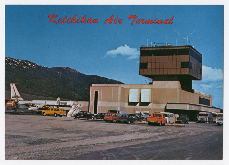 Image: postcard: Ketchikan Air Terminal, Boeing 707, Alaska Airlines