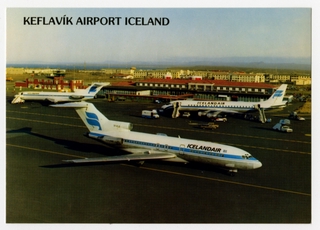 Image: postcard: Keflavik Airport, IcelandAir, Boeing 727, DC-8