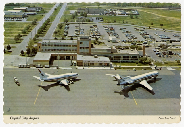 Postcard: Capital City Airport, United Air Lines, Boeing 737, Boeing 727