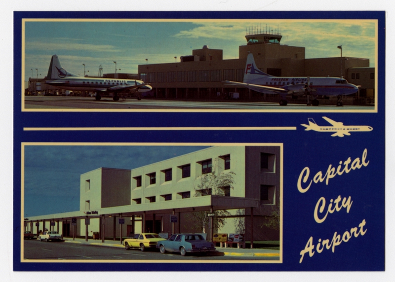 Image: postcard: Capital City Airport, Convair 580, Republic Airlines, Freedom Airlines