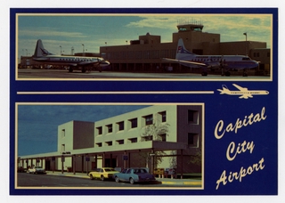 Image: postcard: Capital City Airport, Convair 580, Republic Airlines, Freedom Airlines