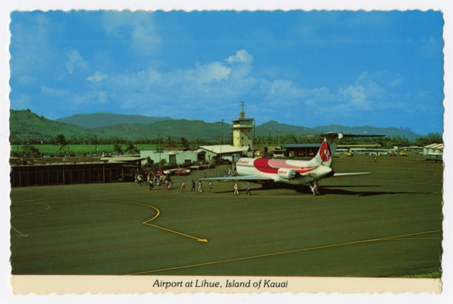 Postcard: Lihue Airport, Douglas DC-9, Hawaiian Airlines