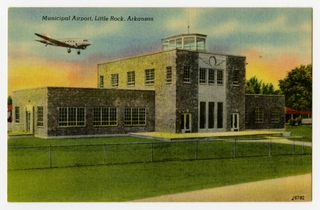 Image: postcard: Little Rock Municipal Airport, Douglas DC-3