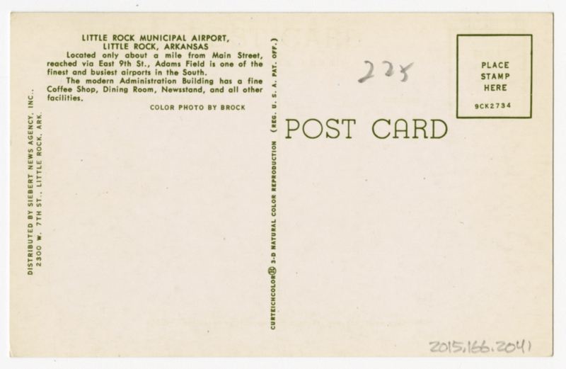 Image: postcard: Little Rock Municipal Airport, Douglas DC-7, American Airlines