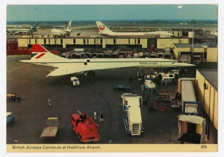 Image: postcard: Heathrow Airport, British Airways, Concorde