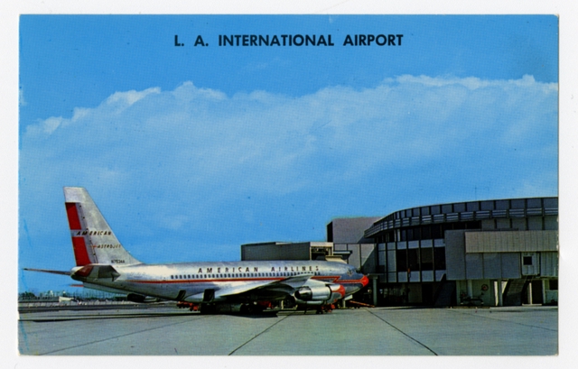 Postcard: Los Angeles International Airport, Boeing 707, American Airlines