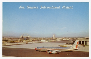 Image: postcard: Los Angeles International Airport, Boeing 707, American Airlines