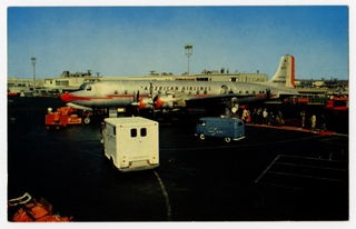 Image: postcard: American Airlines, Douglas DC-7, Los Angeles International Airport