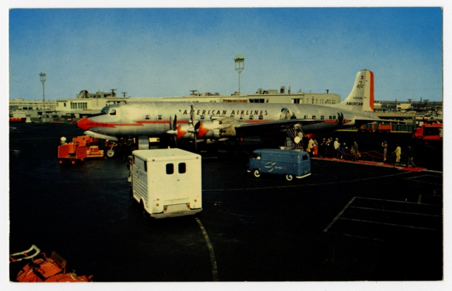 Postcard: American Airlines, Douglas DC-7, Los Angeles International Airport