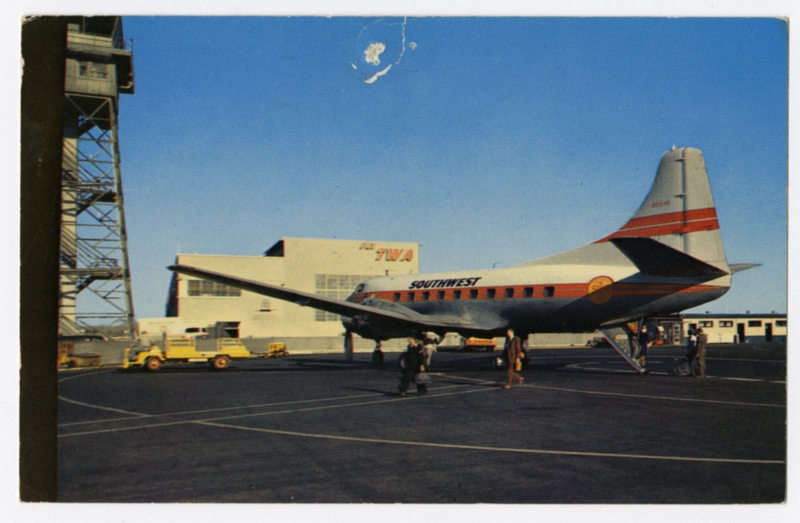 Image: postcard: Los Angeles International Airport, Martin 4-0-4, Southwest Airways