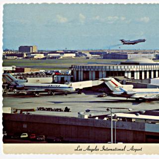 Image #1: postcard: Los Angeles International Airport, United Air Lines, Boeing 727, Douglas DC-7 (right)