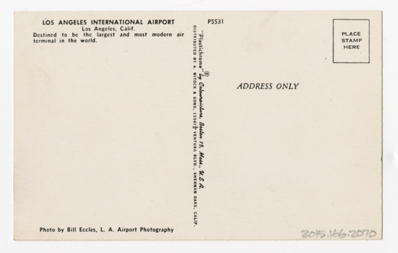 Image: postcard: Los Angeles International Airport, United Airlines, TWA, Douglas DC-7, Lockheed Constellation