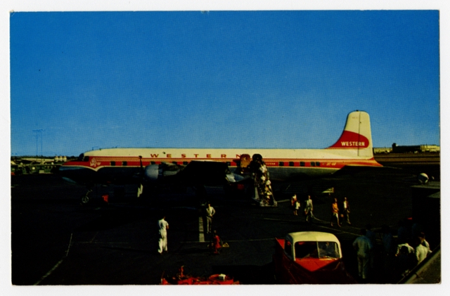 Postcard: Los Angeles International Airport, Douglas DC-6B, Western Airlines