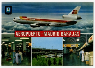 Image: postcard: Madrid-Barajas Airport (Aeropuerto Madrid Barajas), Boeing 727, Iberia