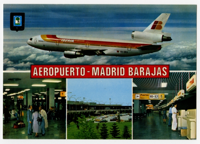 Postcard: Madrid-Barajas Airport (Aeropuerto Madrid Barajas), Boeing 727, Iberia
