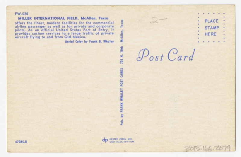 Image: postcard: Miller International Field, McAllen, Texas