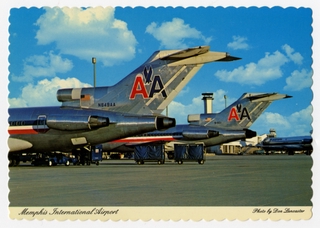 Image: postcard: American Airlines, Boeing 727, Memphis International Airport