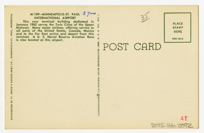 Image: postcard: Minneapolis - Saint Paul International Airport, Northwest Airlines, Boeing 707