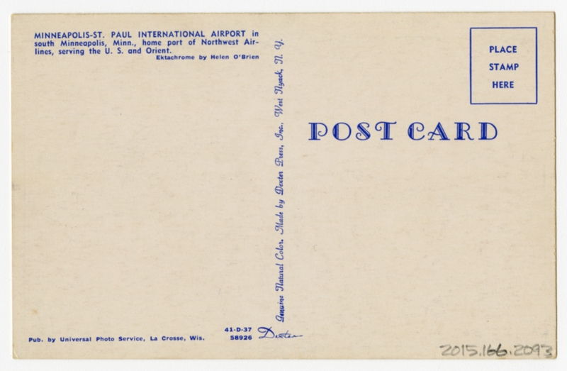 Image: postcard: Northwest Airlines, Douglas DC-6, Minneapolis - St. Paul Metropolitan Airport