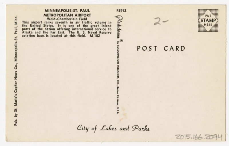 Image: postcard: Northwest Airlines, Douglas DC-6, Minneapolis - St. Paul Metropolitan Airport