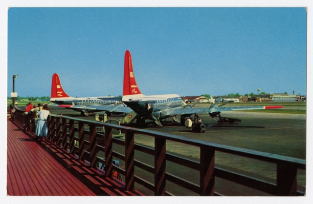Postcard: Northwest Airlines, Boeing 377, Minneapolis - St. Paul Metropolitan Airport