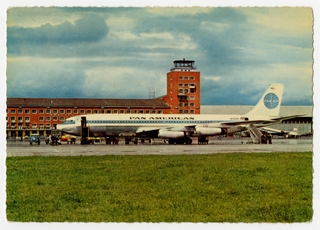 Image: postcard: Munich-Reim Airport, Boeing 707-100,Pan American World Airways
