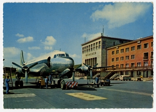 Image: postcard: Munich-Reim Airport, Douglas DC-6, Air France