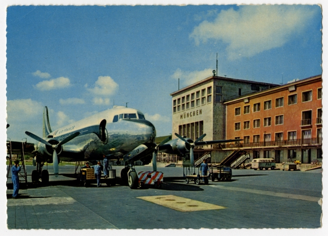 Postcard: Munich-Reim Airport, Douglas DC-6, Air France