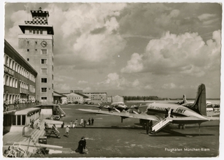 Image: postcard: Munich-Reim Airport, Douglas DC-4, Air France