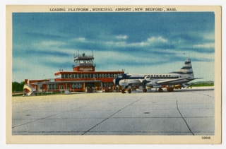 Image: postcard: New Bedford Municipal Airport, Convair 240, Northeast Airways