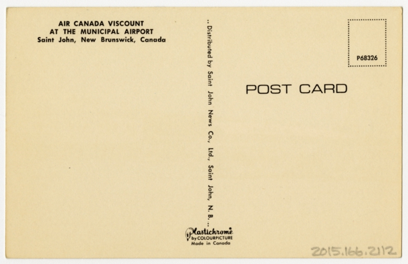 Image: postcard: Saint John Municipal Airport, Vickers Viscount, Air Canada