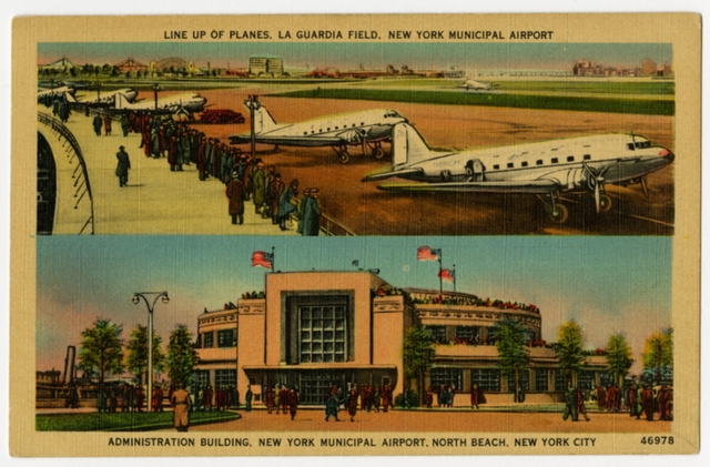 Postcard: LaGuardia Airport, Douglas DC-3