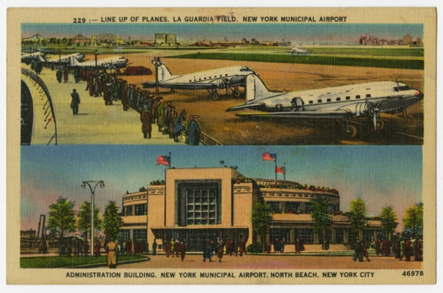 Postcard: Douglas DC-3, LaGuardia Airport