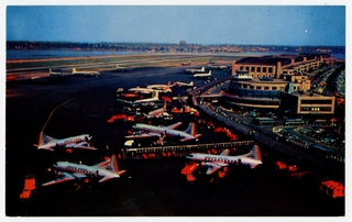 Image: postcard: LaGuardia Airport, American Airlines, Convair 240, Lockheed Constellation