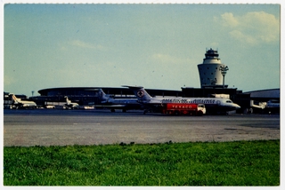 Image: postcard: LaGuardia Airport, American Airlines, BAC One-Eleven, Boeing 727