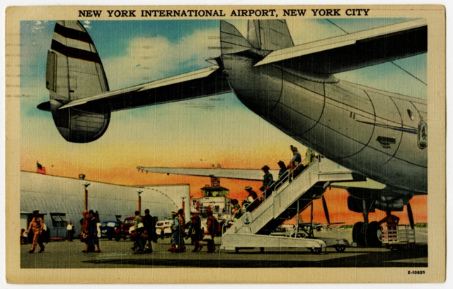 Postcard: New York International Airport, Lockheed Constellation