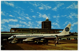 Image: postcard: John F. Kennedy International Airport, Douglas DC-8, Pan American World Airways