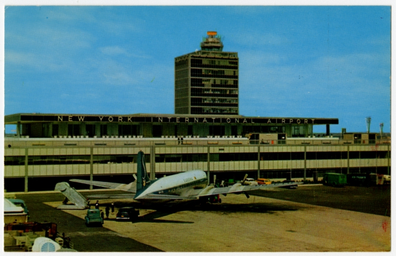 Image: postcard: New York International Airport, Douglas DC-7, Sabena Belgian Air Lines
