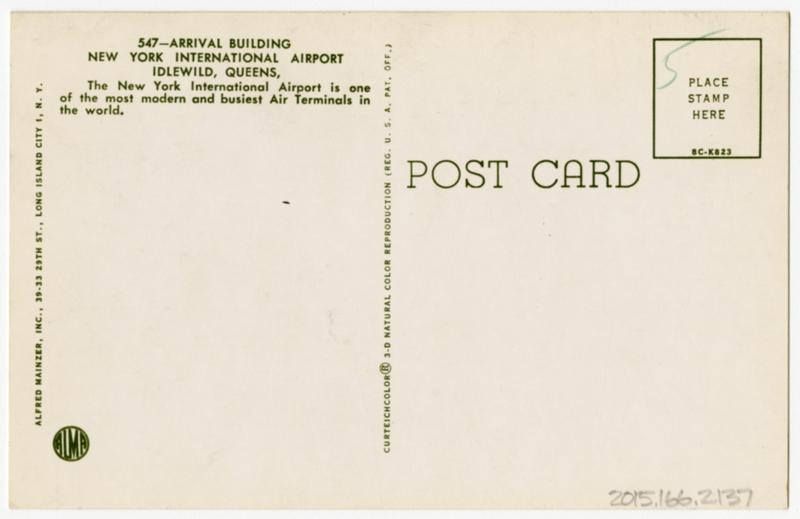 Image: postcard: New York International Airport, Douglas DC-7, Sabena Belgian Air Lines