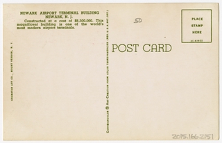 Image: postcard: Douglas DC-3, Newark Airport
