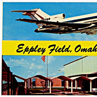 Image #1: postcard: Eppley Field, Omaha, United Air Lines, Boeing 727
