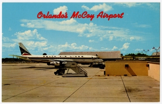 Image: postcard: McCoy Airport (Orlando), Delta Air Lines, Douglas DC-8